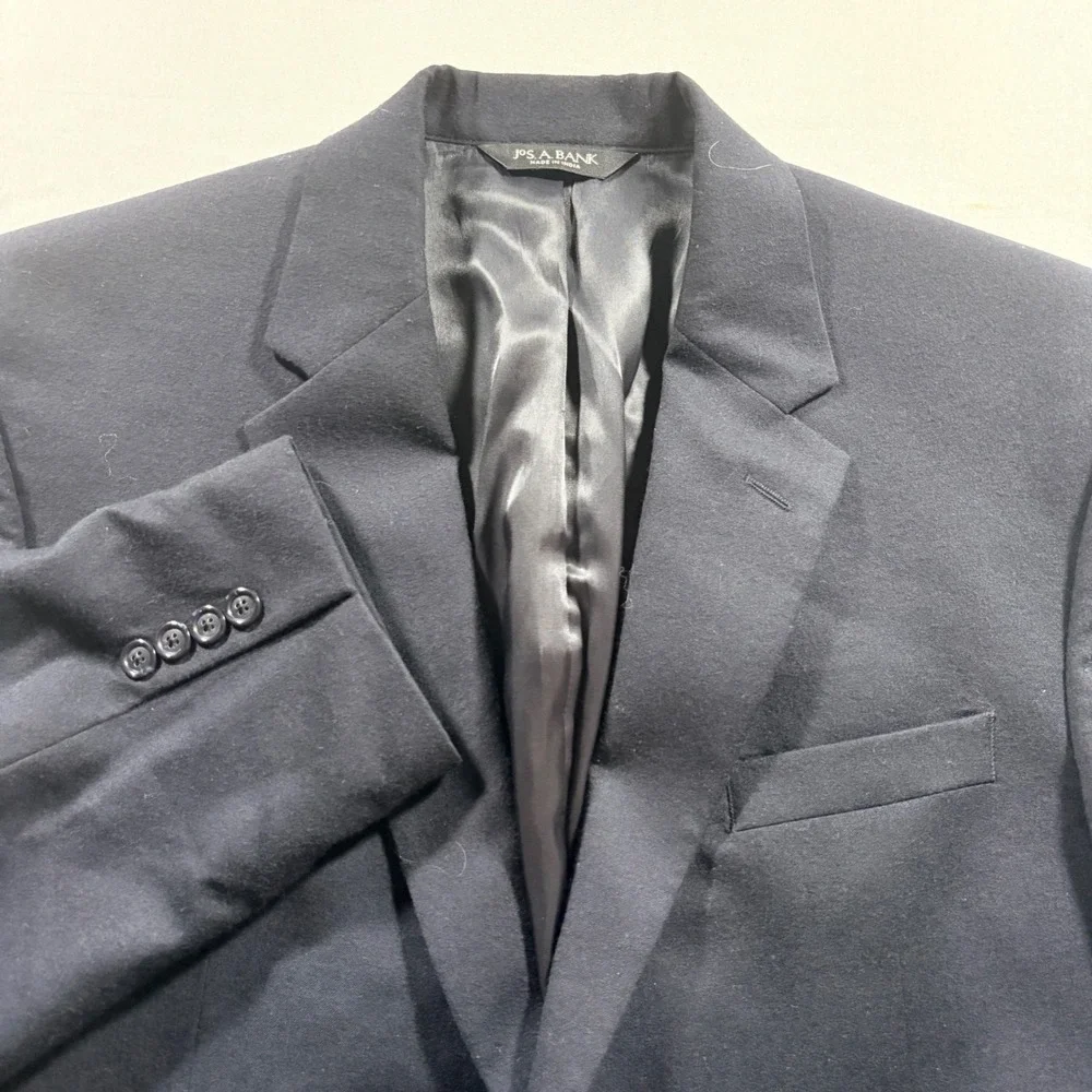Jos. A. Bank Blazer Mens 42R Navy Blue Wool Cashmere Sport Coat Business Jacket